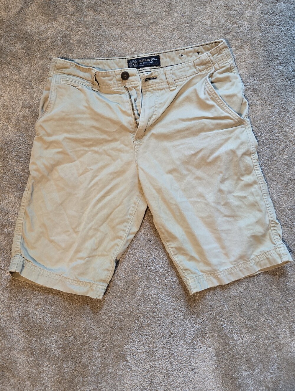 American Eagle Outfitters Beige Flat-Front Chino Shorts